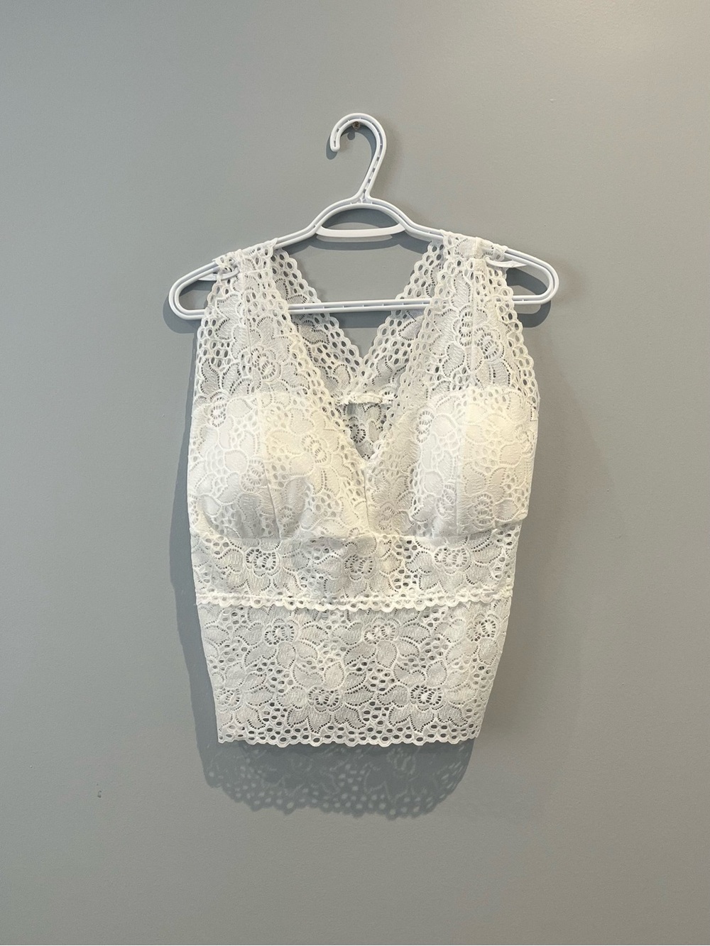 Lace Bralette Crop Top - White